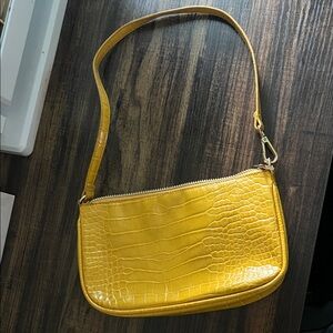 Forever 21 Mustard Croc-Embossed Shoulder Bag